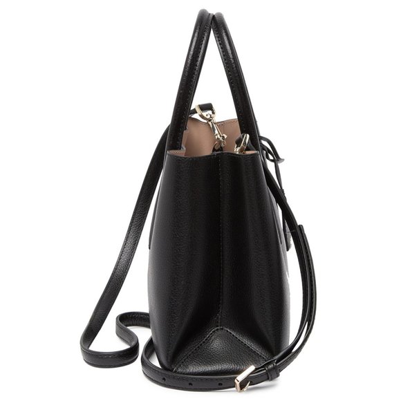 Kate Spade Eva Small Leather Satchel Handbag Black w/ Silver Hardware - Picture 4 of 5